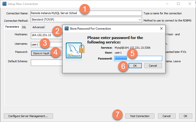 MySQL Workbench New Connection Dialog Box Remote MySQL Server